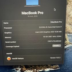 MacBook Pro 2019 16’ Gray