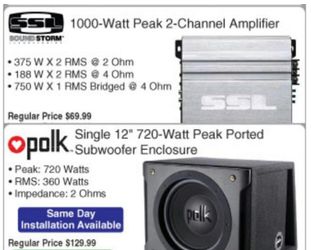 Polk 12" inch box +SSL 1000watt amp