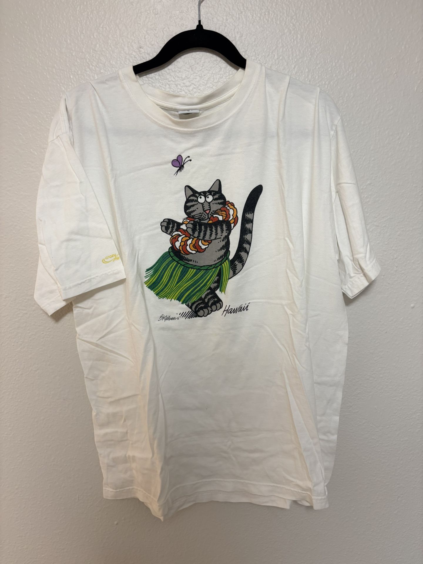 Hawaiian Cat Hula B Kliban Vintage T Shirt Crazy Shirts 1990s