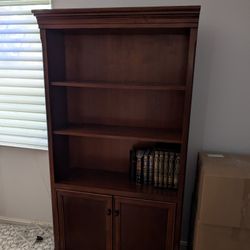 Custom Solid Mahogany Bookcase Shelves / Cabinet With Storage. Very Well Made!