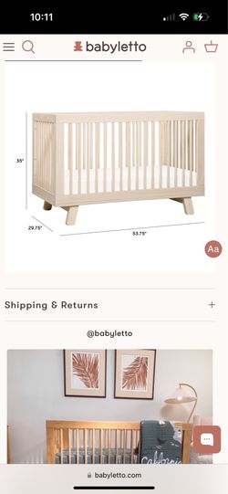 Babyletto convertible crib white/neutral