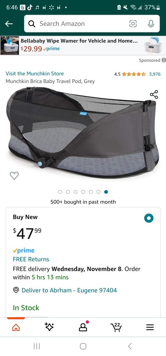 Munchkin Brica Travel Pod Grey