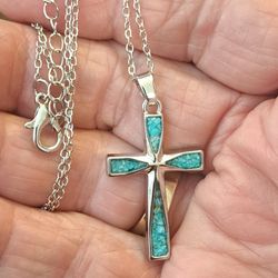 Stainless Steel Turquoise Cross