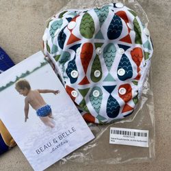 Reusable Swim Diaper Fish- Red, Green & Blue Adjustable 0-3 Yrs