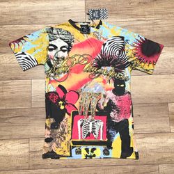 Rebel Vengeance Mural Art Skeleton AOP Double Sided Graphic T Shirt Mens S