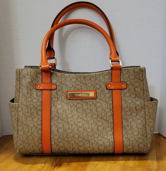 Calvin Klein Hudson Signature Satchel - Oranges Straps