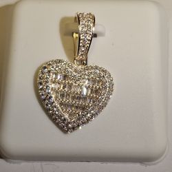 💛 1 Ct Moissanite Heart Pendant – Gold Over Sterling Silver 💎