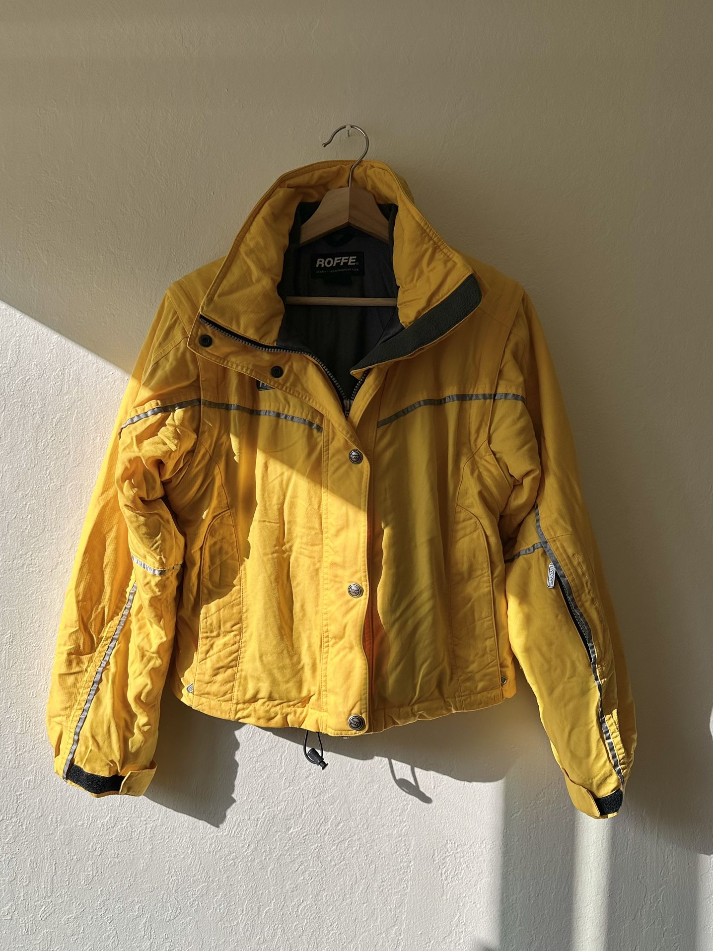 Vintage 90s roffe challenge ski snowboard yellow jacket kids 6 women’s xs small
