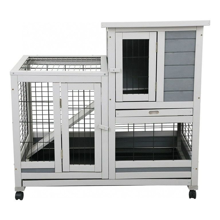 🔥Special Discount (Brand New In Box )🔥37" Wood Rabbit Hutch Rabbit Cage Bunny Hutch Large Bunny Cage Indoor Outdoor Two Story Guinea Pig Hamster Hut