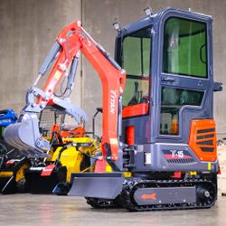 NEW | Titan T-15 Mini Excavator • Enclosed Cab • Swing Boom & Thumb  