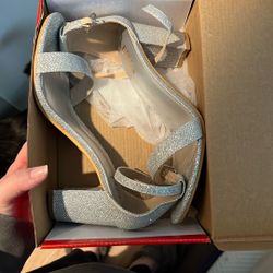 Silver Block Heels 8.5