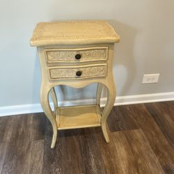 Antique Vintage French Provincial, Two Drawer Bedroom Side Table Or End Table Table