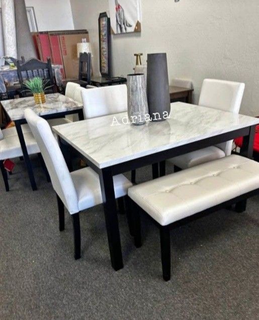 Beautiful 5-Pc White Dining Table Set ✅No Tax ✅