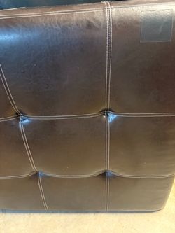 Dark Brown Faux Leather Tufted Ottoman