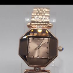 montres prestige 28mm octagon rose gold bracelet dress analog wristwatch