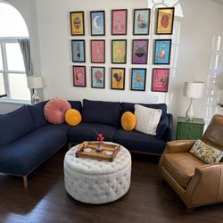 Beautiful 2-piece Macy’s sectional featuring clean mid-century Lines