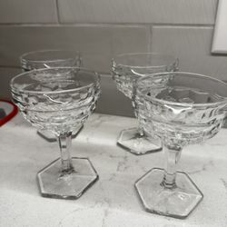 American Fostoria Cubic Wines (4)