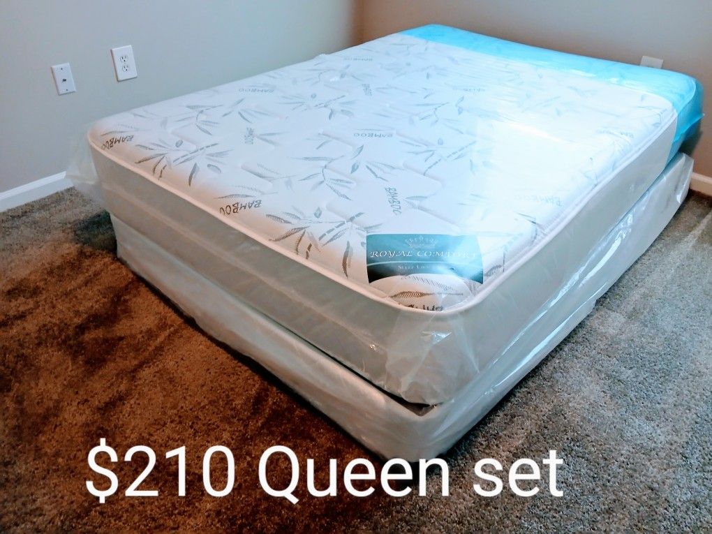 $210 Plush Queen Mattress And Box-spring Brand New Free Delivery Same Day