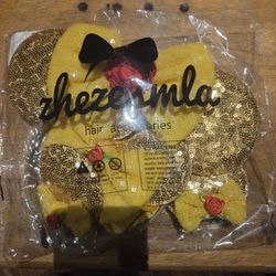 Sparkle Sequin Mouse Ears Headband 4pcs Glitter Bow Hair Clips Cute Decor Accessories