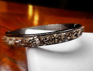 gold beaded nickel tone hinge bracelet  