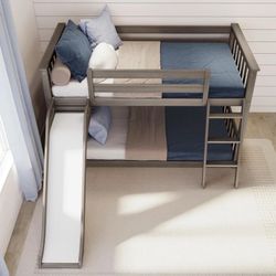 Max & Lily Twin-over-Twin Low Bunk Bed with Easy Slide + Never-Used Mattress – $350 OBO