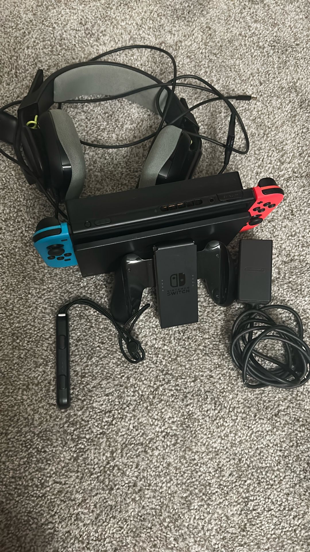Nintendo Switch With Dock Charging Station And Controller And Headset