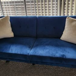 Blue Suede Futon Couch