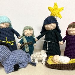Nativity set crochet handmade amigurumi Christmas gift-lot 7-Mary Joseph Jesus