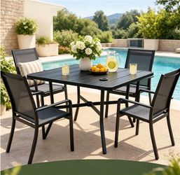 5-Piece Black Outdoor Patio Dining Set