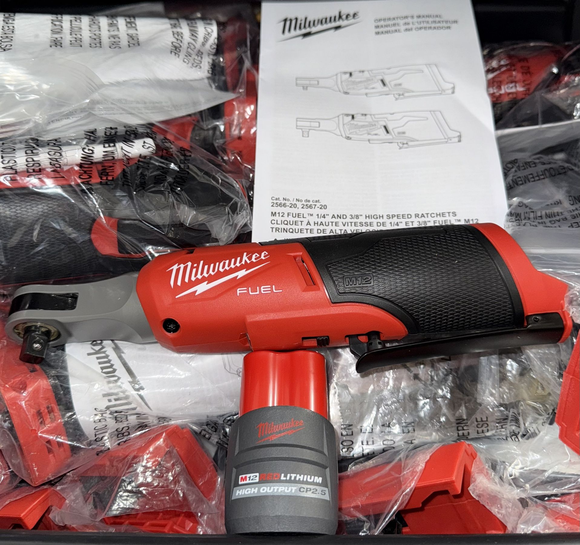 Milwaukee M12 Fuel 3/8” High Speed Ratchet w/2.5 High Output Battery. Model #2567-20