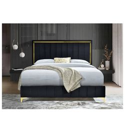 Queen  black velvet bed frame