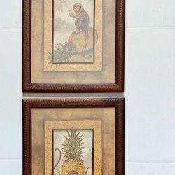 Wooden Framed Monkey Wall Decor For Home Office Or Camper. 