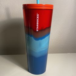 Starbucks Summer 2 Release: Red, Blue, and Turquoise Watercolor 24 oz Venti Tumbler