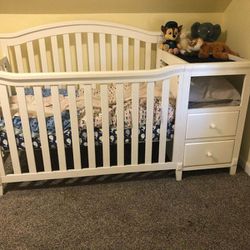 Like New Crib With Attached Changing Table W/Drawers. White, Great Condition From Amazon.