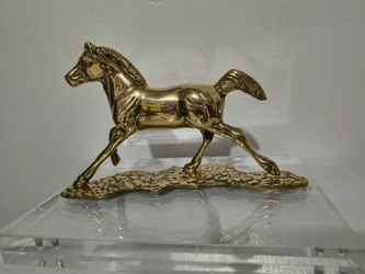 BRASS HORSE RUNNING STATUE FIGURINE 7.5"×5.5