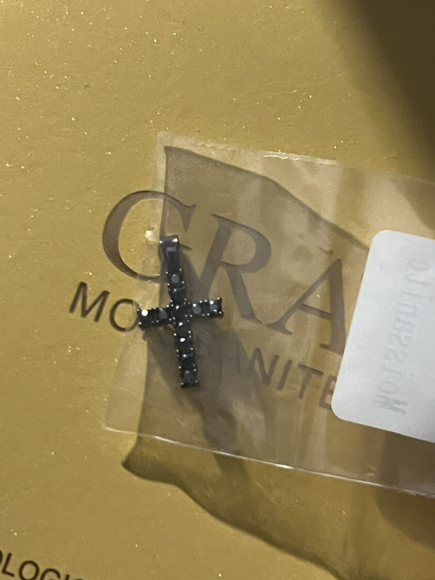 Black Moissanite Cross With Real 925 Silver 