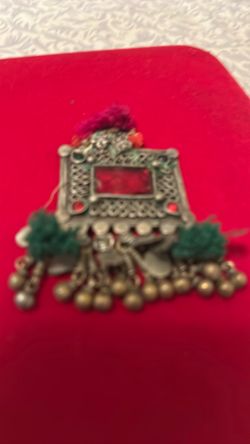 Tribal silver plated  handmade antique Pendant with Bells