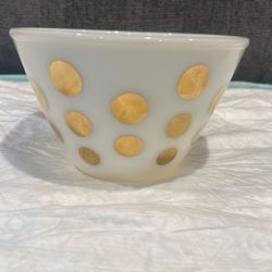 Vintage Fire King Gold Dot Nesting Mixing Bowl Milk Glass Oven Ware 7.5"
