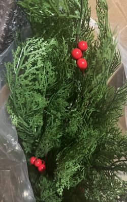 Cedar 4’ Lit Christmas Tree with Red Berries suitable for outdoors Plug in 