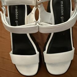 Madden Girl White Leather Sandals 
