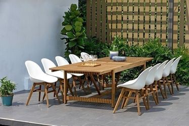 Brand New 11 Piece Extendable Rectangular Table With White Chairs Dining Set | 100% FSC Certified Solid Wood | Ideal Furniture Set For Outdoor