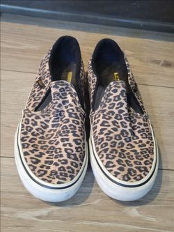 Vans leopard print slip ons, women's size 7.5