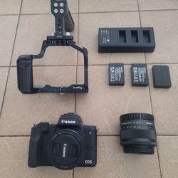 Canon EOS M50 with 15-45mm , 22mm Lens (& Accessories.