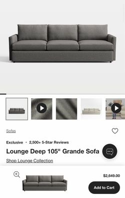 Crate & Barrel Lounge Deep 105" Grande Sofa