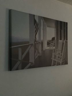 LABOR DAY SALE  !!!!   -   Large Canvas Wall Art Porch Scene -   Like New