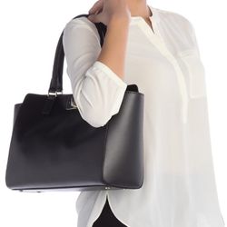 Kate Spade Kelsey Orchard Valley Smooth Black Leather Tote