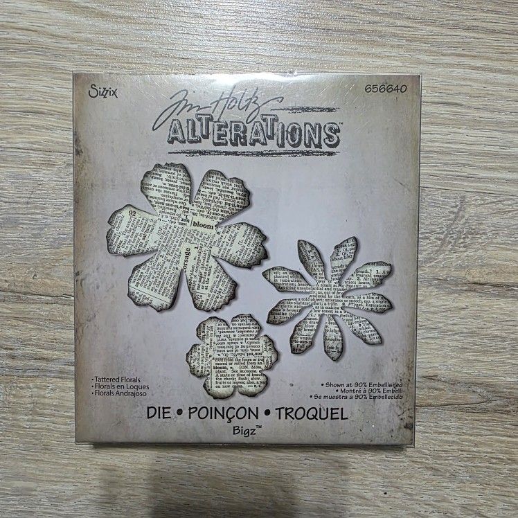 Sizzix Bigz Die Tim Holtz Alterations Tattered Florals 656649 Die Cut Set