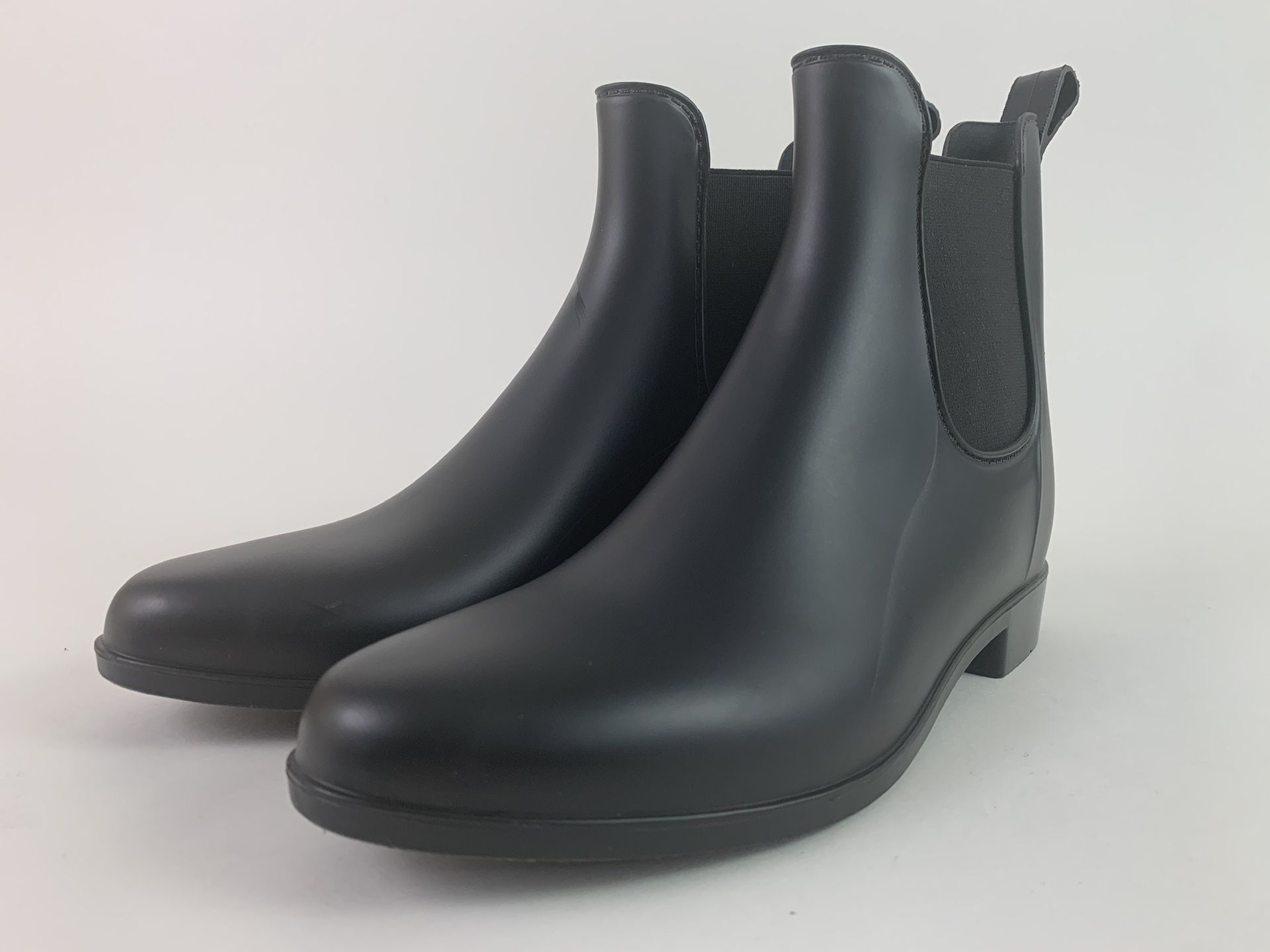 J. Crew Mercantile Chelsea Black Matte Rain Boots Women's 8 Ankle Pull On Waterproof Boots