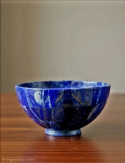 Blue Lapis Lazuli Stone Carved Bowl DishMosaic Inlay Decorative Serving 1lb2.9oz