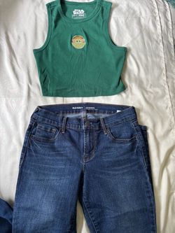 Star Wars Crop Tank Top & Old Navy Jeans Bundle